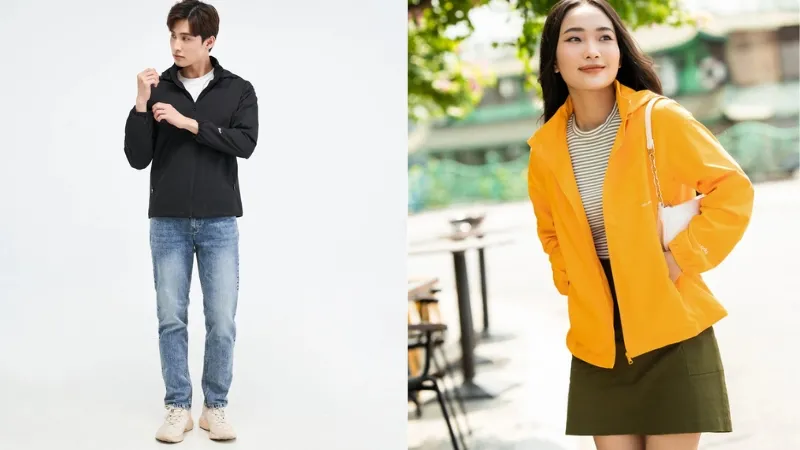 Áo khoác gió kết hợp với quần jean
