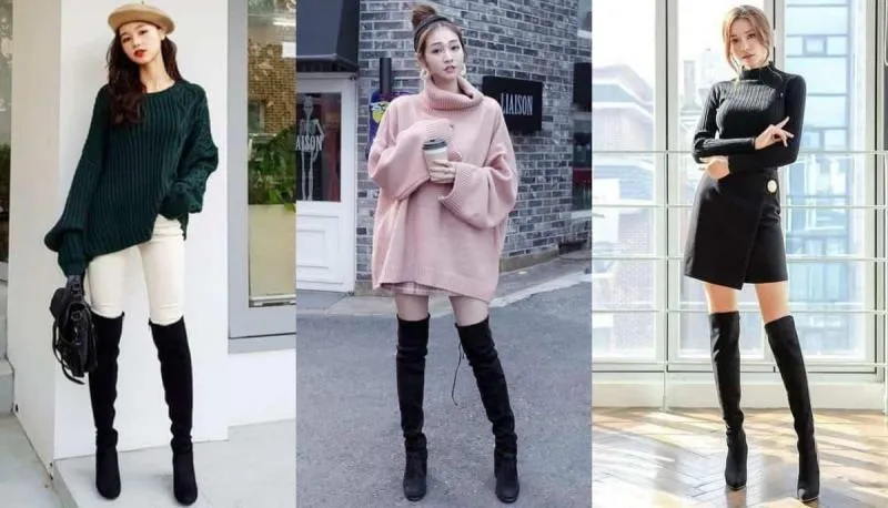 Tôn dáng với boot cao cổ và chân váy ngắn