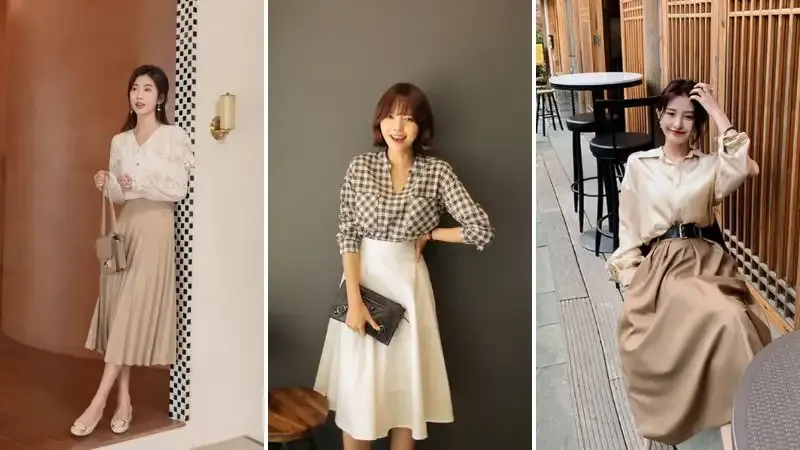 Cách phối đồ với chân váy midi 3