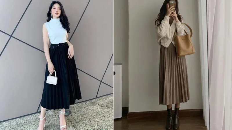 Phối với áo cardigan  