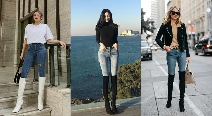 Gợi cảm với boot cao cổ và bodysuit