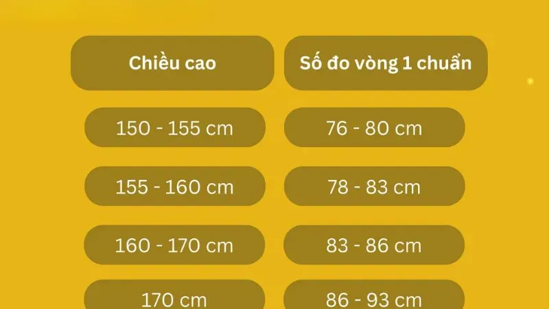 Size vòng 1 chuẩn của phụ nữ Việt Nam