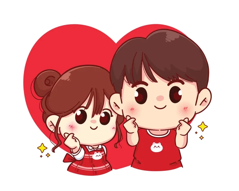 hình cặp đôi chibi cute giúp bạn thể hiện tình yêu dễ thương