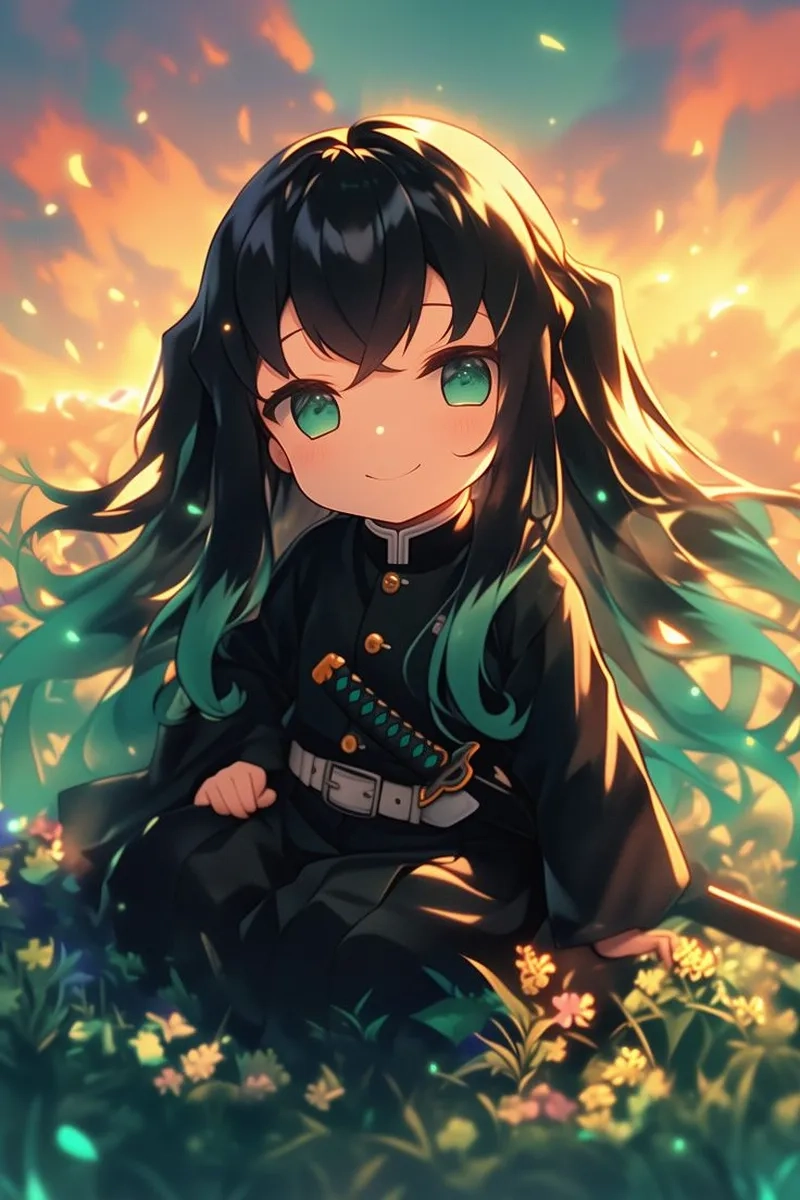 Đáng yêu nhưng vẫn đầy khí chất với Muichiro Tokito chibi