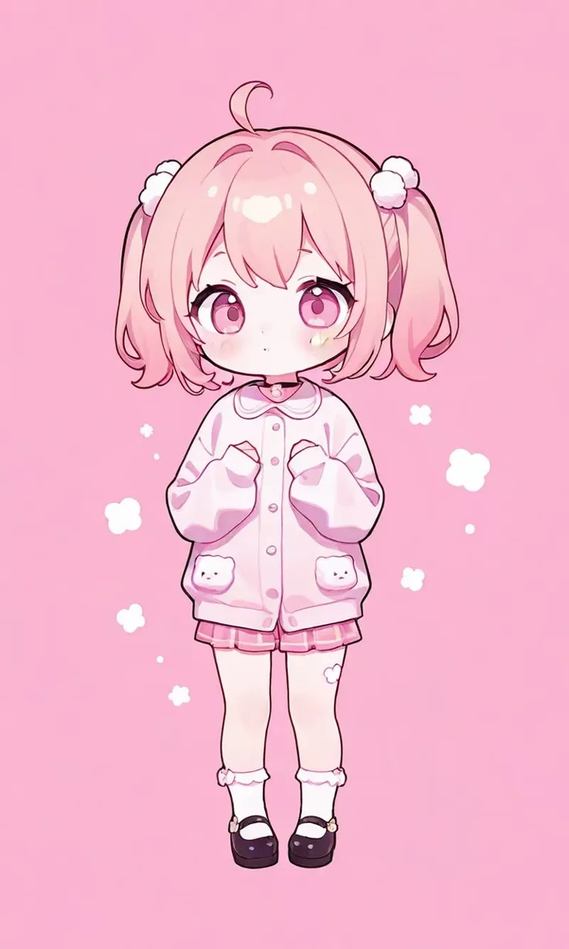 Anime chibi dễ thương phù hợp làm hình nền điện thoại hoặc máy tính
