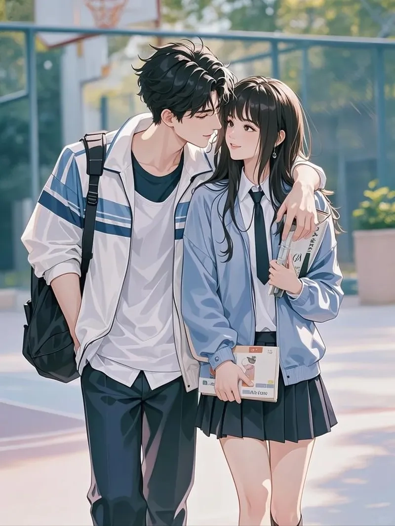 Hình anime cặp đôi ngầu cực chất, thể hiện tình yêu mạnh mẽ