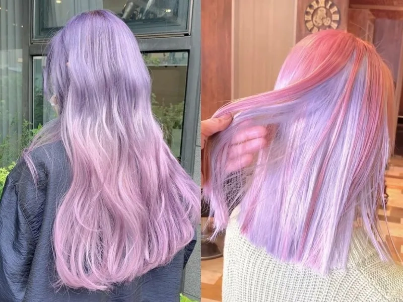 Nhuộm tóc màu hồng tím khói cho vibe độc đáo
