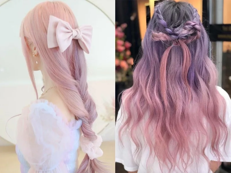 Tóc màu hồng tím khói tạo phong cách cá tính