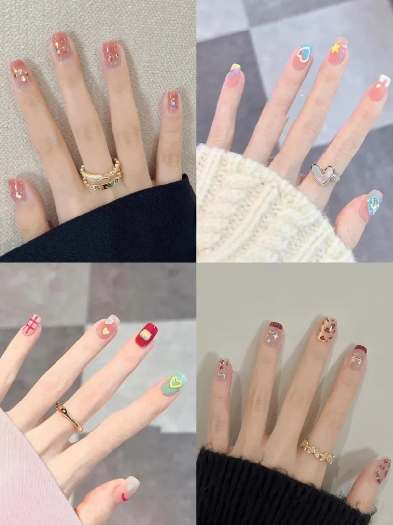 Trẻ trung cùng mẫu móng ngắn nhẹ nhàng dễ thương