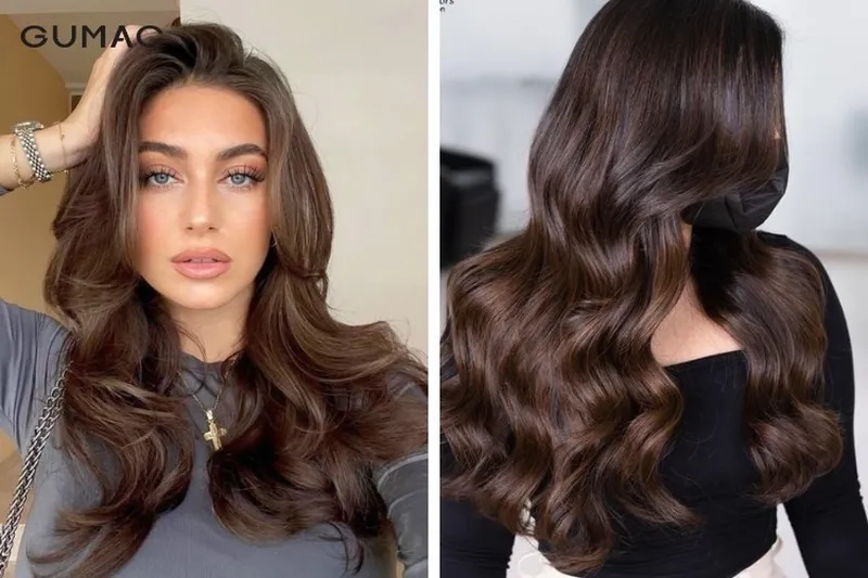 Kiểu tóc hoàn hảo với màu nâu chocolate trầm sang trọng