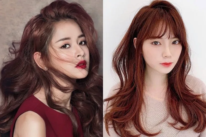 Tóc nhuộm màu nâu đỏ tạo điểm nhấn ấm áp và quyến rũ