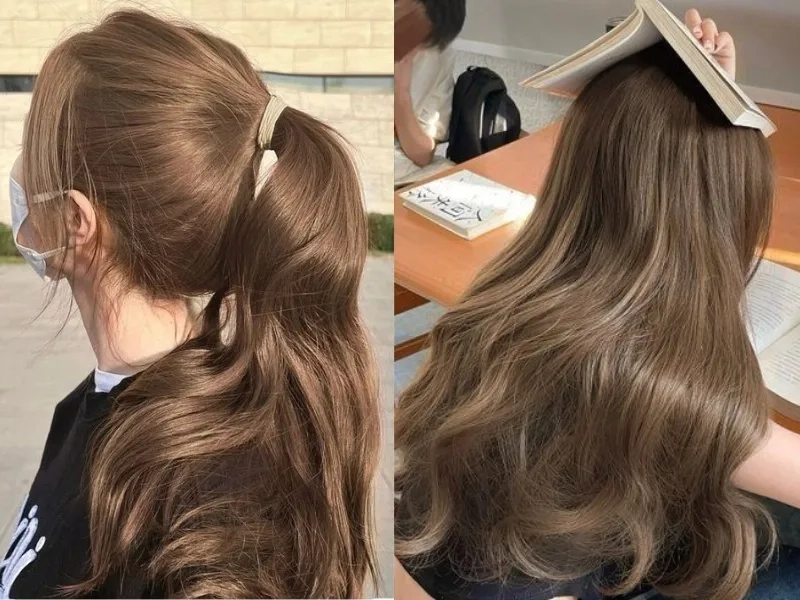 Tóc màu nâu trà sữa không tẩy phong cách tự nhiên và đẹp
