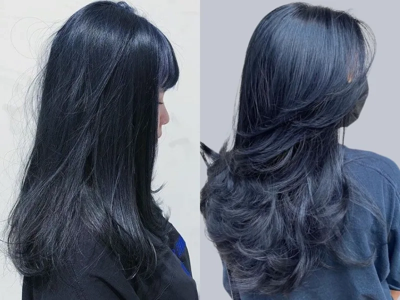 Nhuộm tóc xanh đen mang đến vibe cá tính