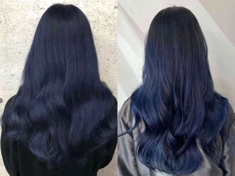 Tóc màu xanh đen nữ phong cách trẻ trung