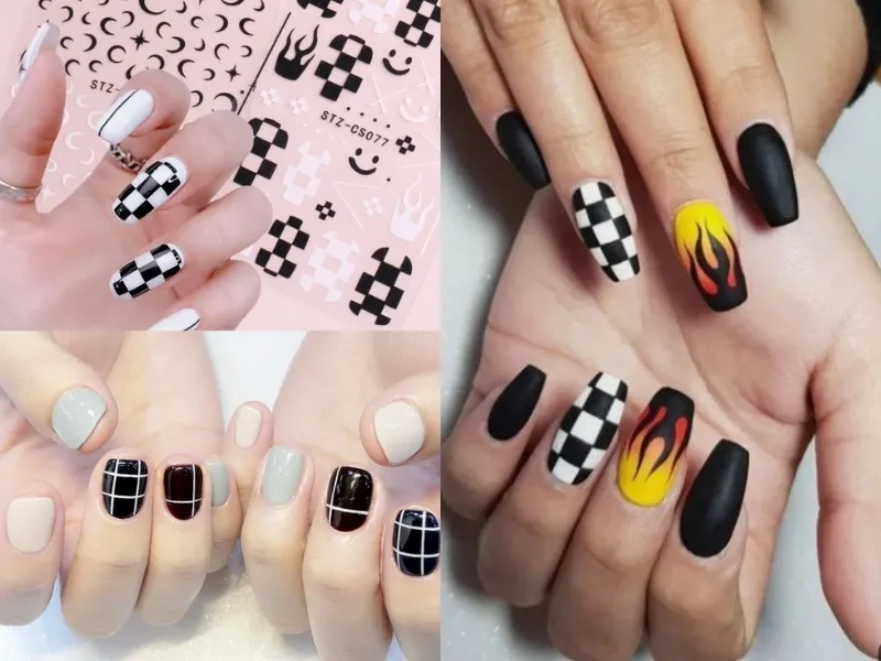 Tạo điểm nhấn cho móng với kẻ caro nail tinh tế và sành điệu