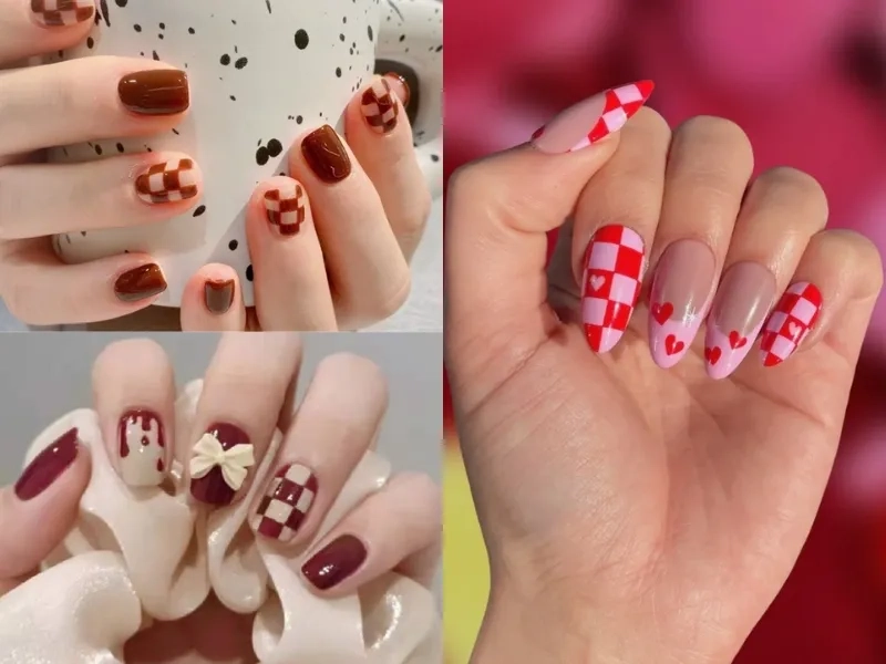Cá tính hơn với mẫu nail kẻ caro độc đáo
