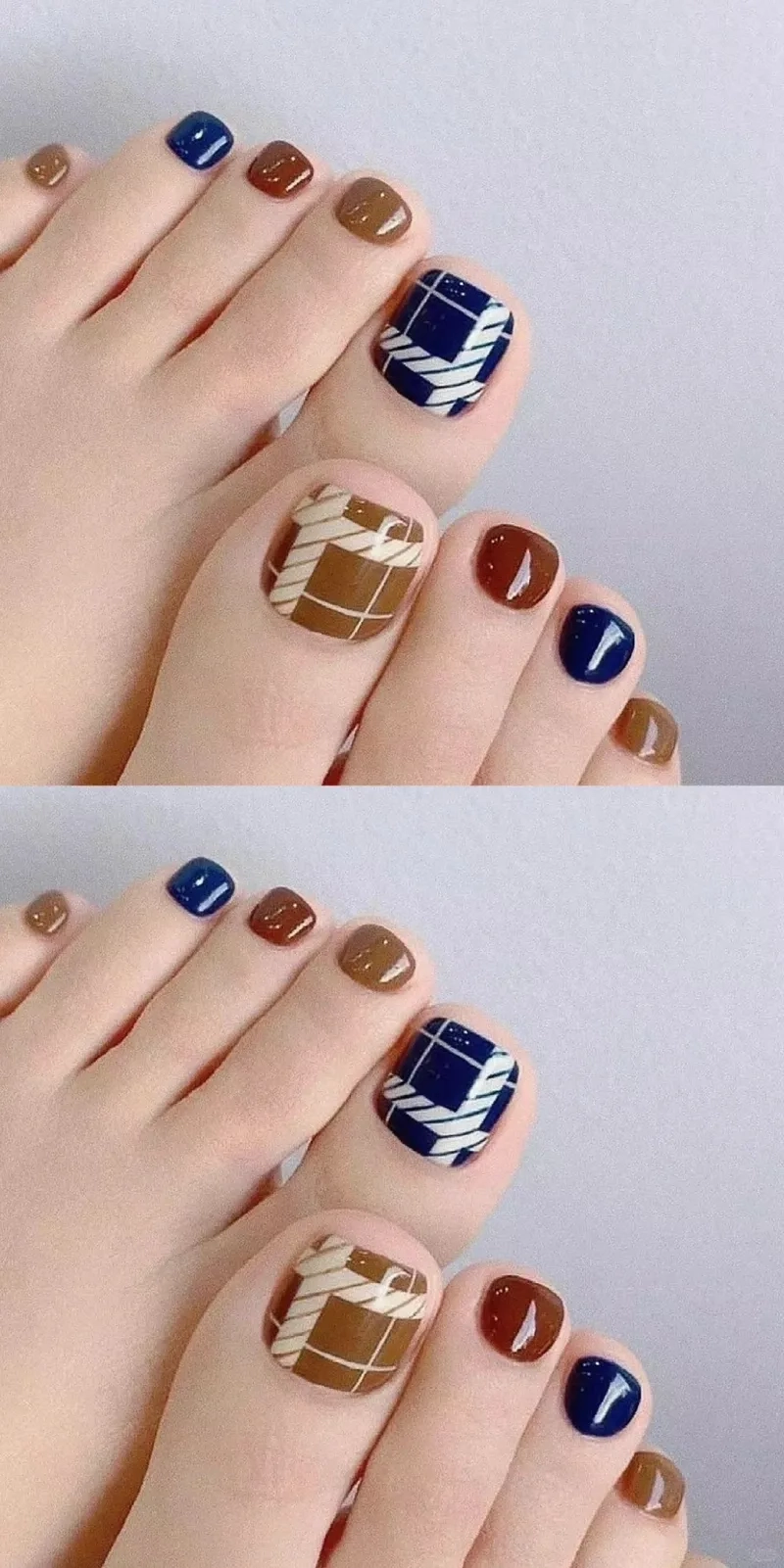 Nổi bật mỗi bước chân với móng chân caro cá tính