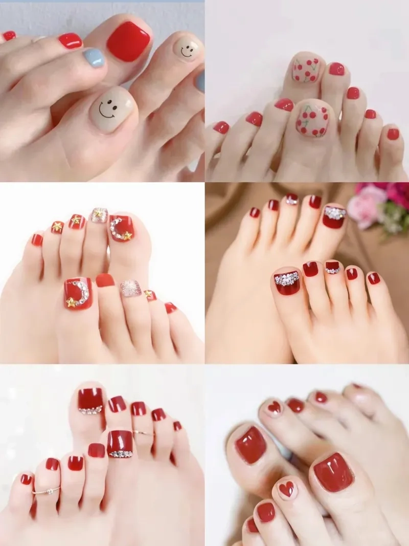 Màu đỏ mê hoặc trong từng đường nét của mẫu nail chân đỏ ấn tượng