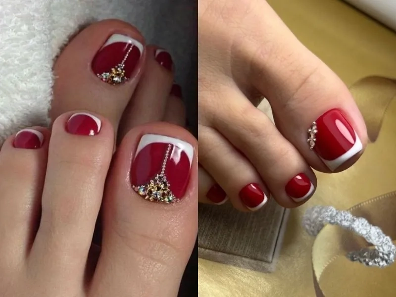 Nghệ thuật tinh tế trong mẫu vẽ móng chân màu đỏ sáng tạo