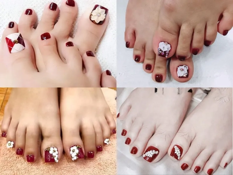 Lôi cuốn và đậm chất cá tính với nail chân màu đỏ đẹp
