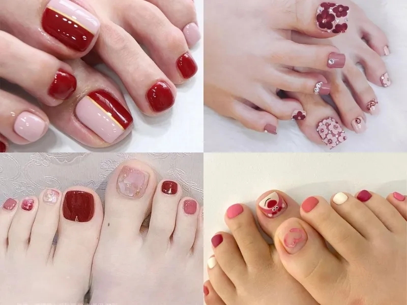 Đón xu hướng với nail chân đỏ tết đầy may mắn