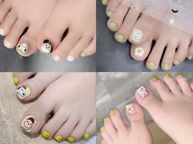 Thể hiện cá tính dịu dàng với mẫu nail chân màu xanh bơ