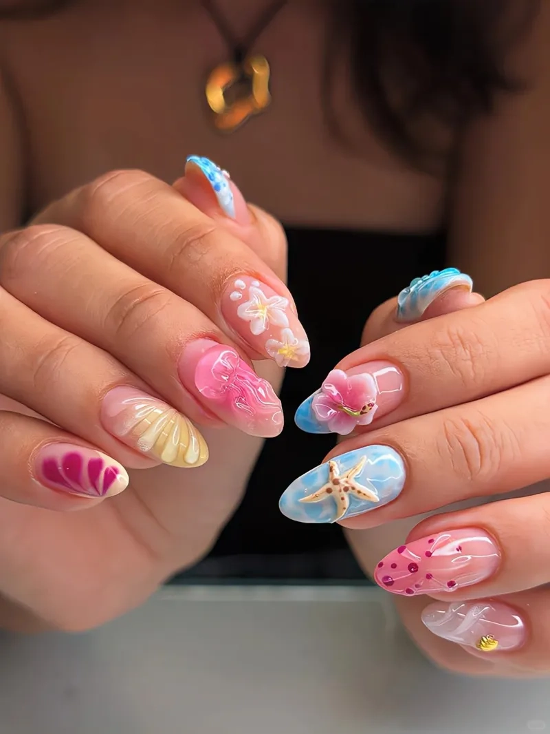Đơn giản mà thu hút với mẫu nail đi biển đơn giản