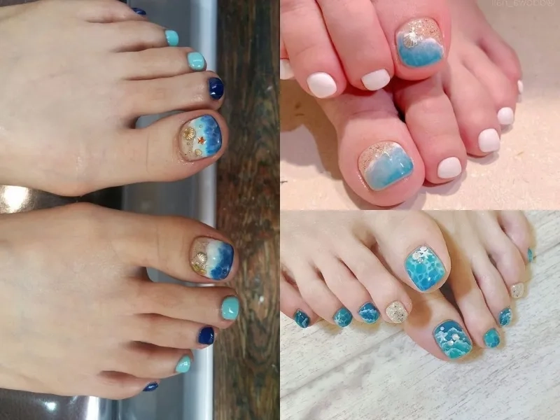Nổi bật với nail chân đi biển cá tính