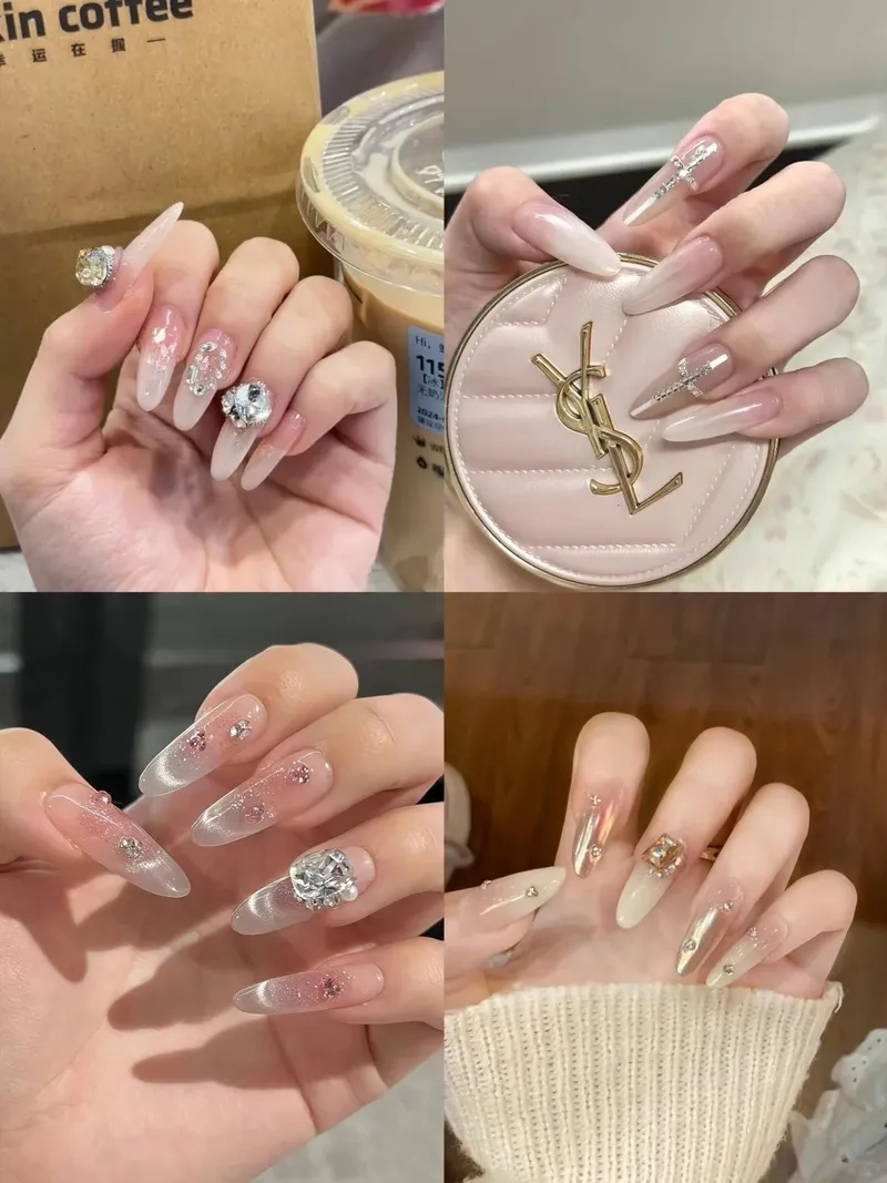 Đẳng cấp và sang trọng qua mẫu móng tay đính đá đẹp đơn giản