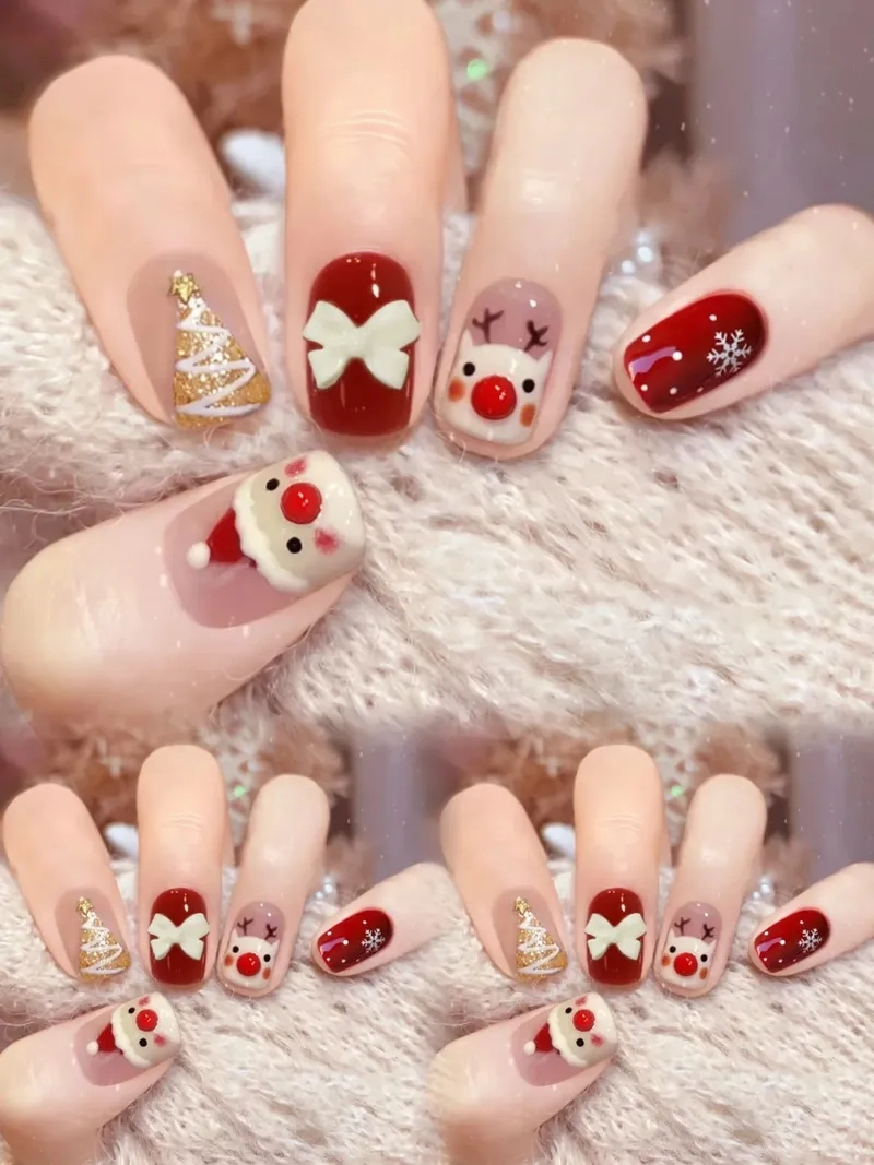 Tạo điểm nhấn với bộ móng tay giáng sinh ấn tượng dịp lễ