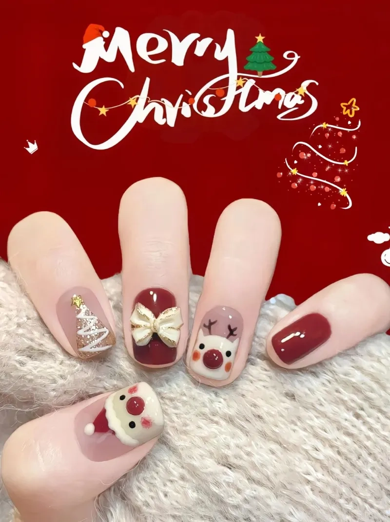 Cập nhật xu hướng với hình móng tay noel dễ thương bắt mắt