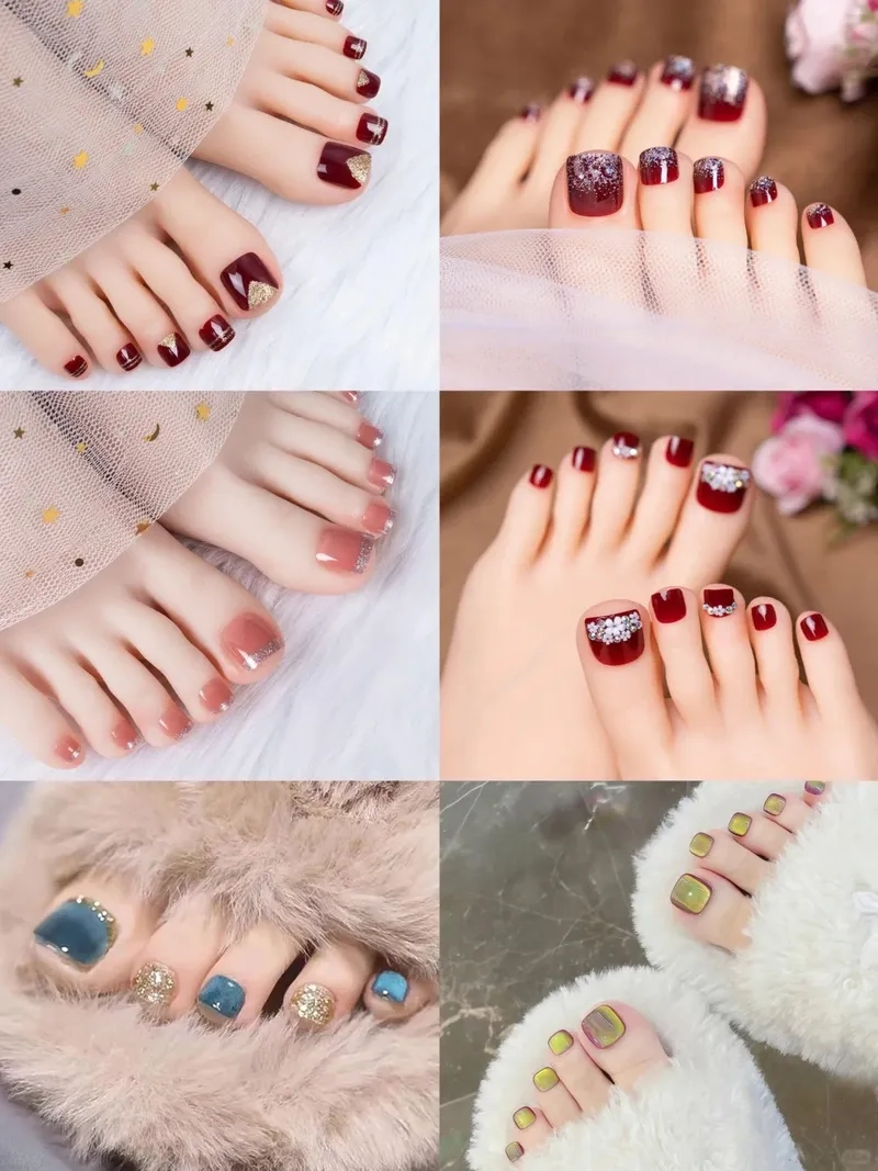 Tinh tế và nữ tính cùng mẫu nail chân hàn quốc