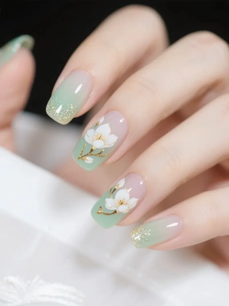 Lấp lánh với móng tay đính đá hoa sang trọng