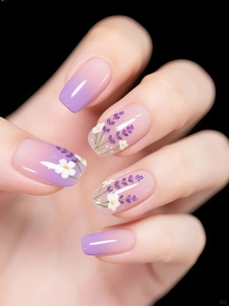 Cuốn hút với mẫu móng gắn hoa dễ thương