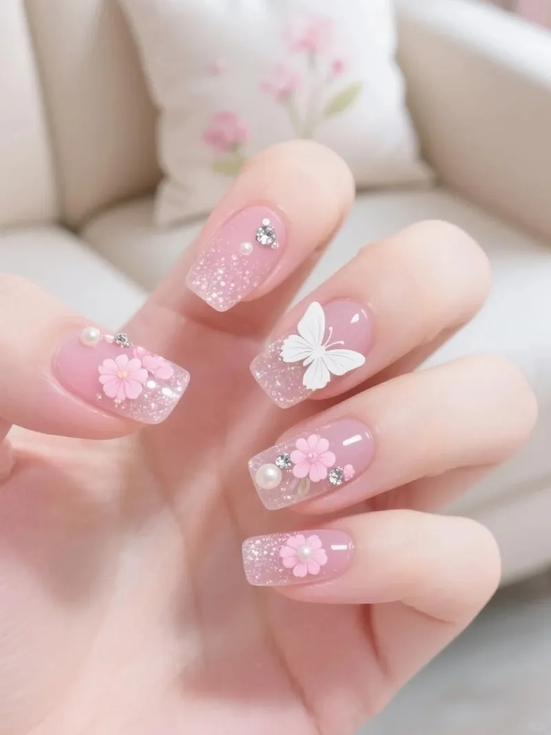 Phong cách riêng biệt với mẫu nail hoa cúc