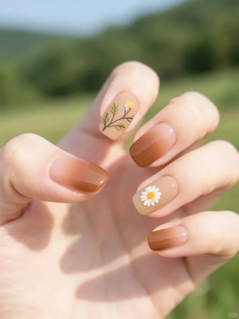 Nét đẹp tự nhiên từ mẫu hoa cúc nail dễ thương