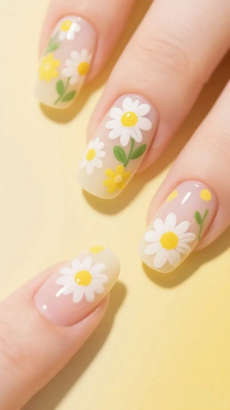 Phong cách độc đáo với nail chân hoa cúc
