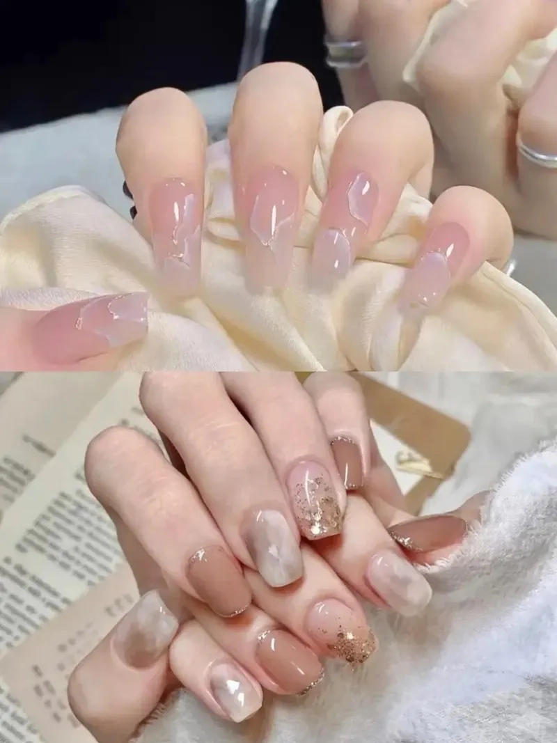 Kiểu dáng trẻ trung qua móng tay màu loang siêu xinh