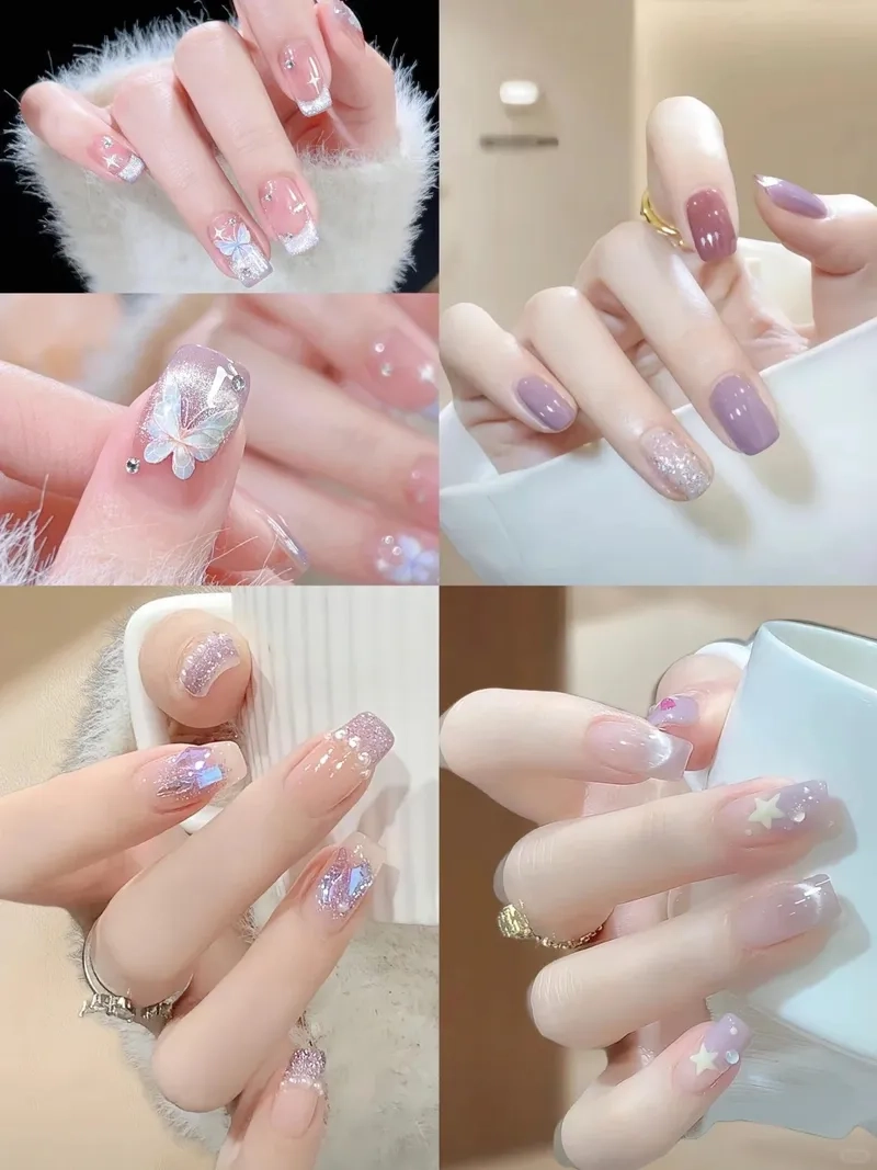 Móng màu tím tôn da nhẹ nhàng làm sáng bàn tay bạn