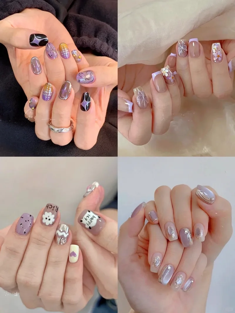 Nail màu tím nhạt tinh tế đem lại vẻ đẹp thanh lịch