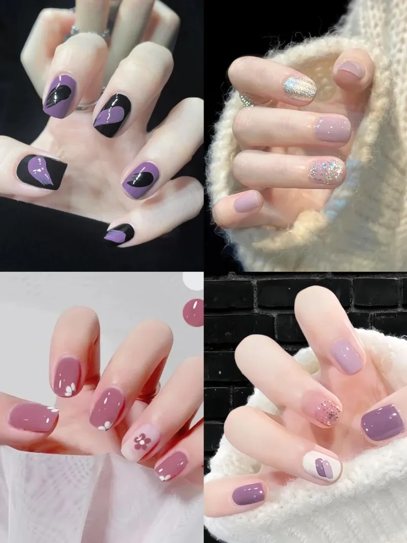 Nail tông tím nhẹ nhàng phù hợp với mọi lứa tuổi