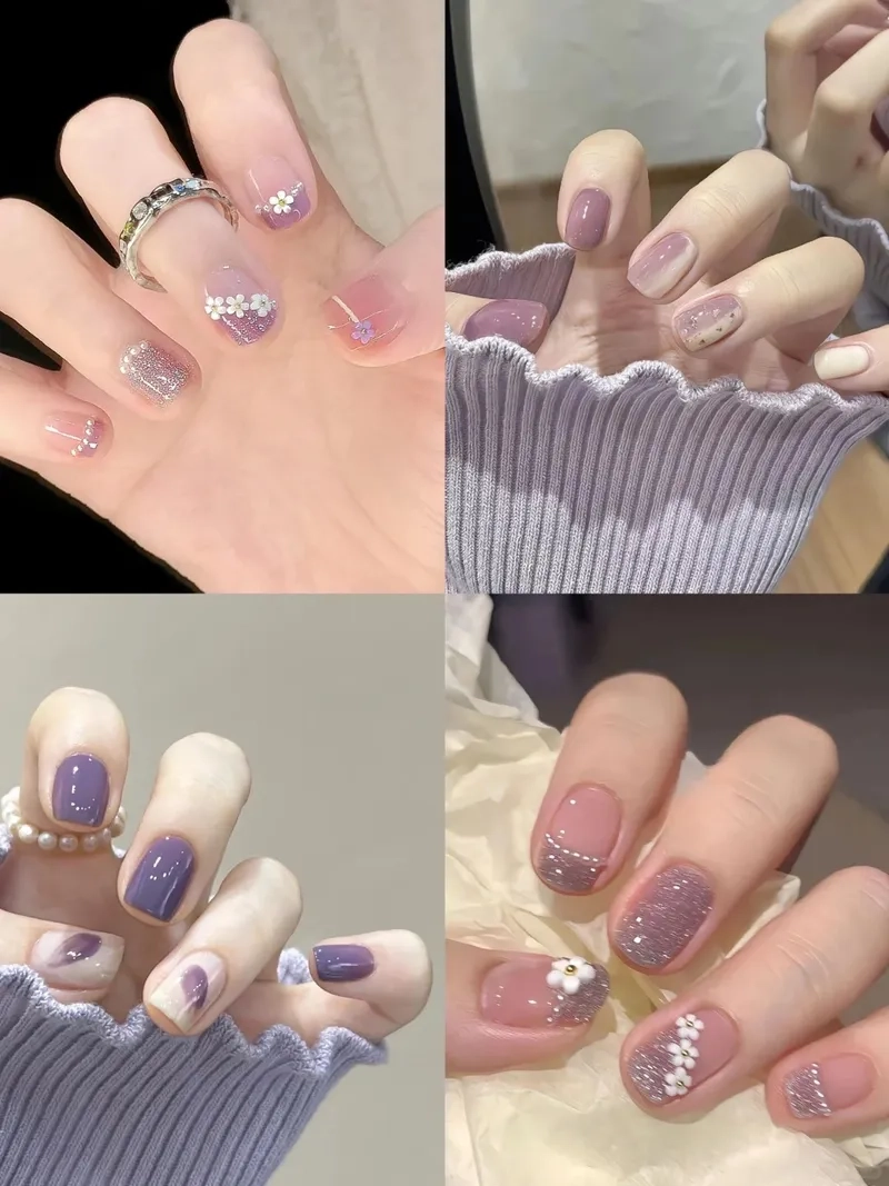 Sơn móng màu tím nổi bật không lỗi mốt