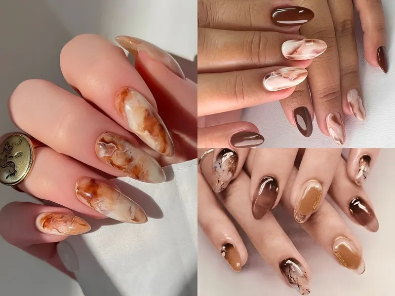 Móng tay vân đá nhẹ nhàng nhưng đầy sang trọng