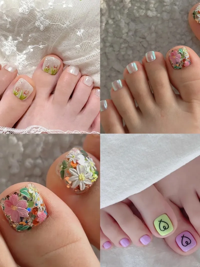 Phá cách nhẹ nhàng với mẫu kẻ móng chân đẹp đơn giản mà bắt mắt