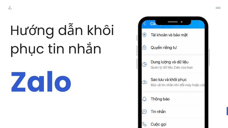 Giao diện khôi phục tin nhắn Zalo trên điện thoại thông minh